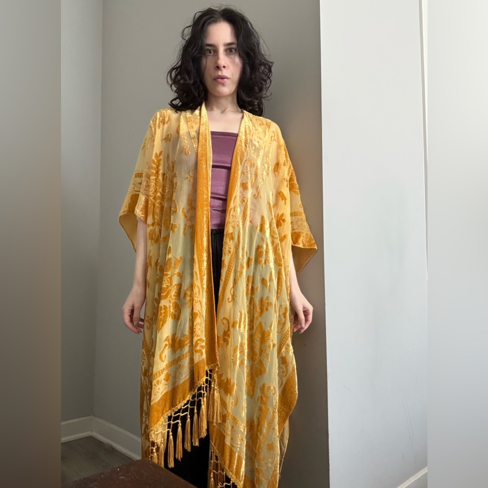 Free People Gold Floral Kimono